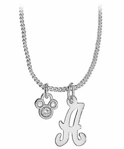 Top 10 🔥 Deals 🔥 Disney Necklace - Silver Initial Crystal Mickey Mouse 🎁 🎁