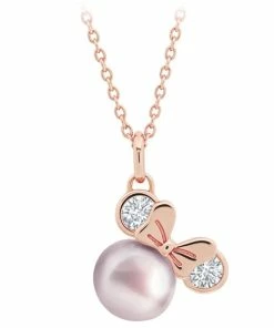 Cheap 🥰 Buy ⌛ Disney Crislu Necklace - Minnie Mouse Icon Pearl Pendant 🎉 ✨