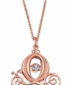 Flash Sale ✔️ Budget ❤️ Disney Crislu Necklace - Cinderella Coach - Rose Gold 🌟 😀
