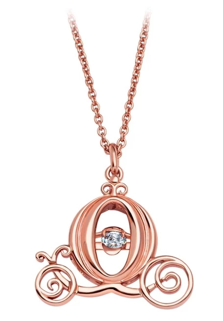 Flash Sale βοΈ Budget β€οΈ Disney Crislu Necklace - Cinderella Coach - Rose Gold π π