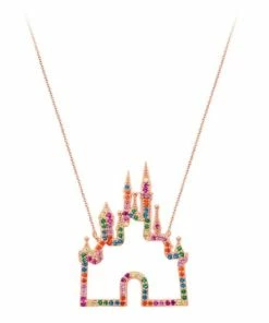 Best Pirce 🤩 Wholesale ❤️ Disney Crislu Necklace - Rainbow Fantasyland Castle 🛒 🎉