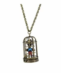 Budget 🥰 Best Sale 🛒 Disney Necklace - Kingdom And Castles - Pinocchio Cage ⭐ 🔔