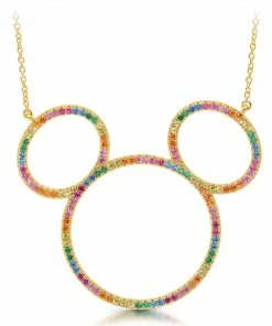 Top 10 🎁 Promo ⭐ Disney Crislu Necklace - Mickey Mouse Rainbow Icon Outline 🥰 🥰