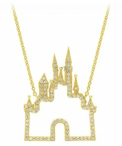 Best deal 🛒 Promo ⌛ Disney CRISLU Necklace - Fantasyland Castle - Gold ✨ 🧨