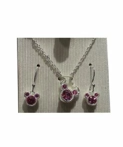 Promo 🤩 Brand new ✨ Disney Necklace And Earrings Set - Mickey Mouse Pendant Set - Pink 🥰 🥰