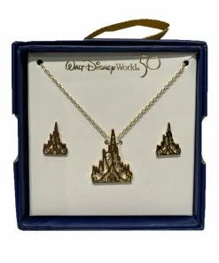 Outlet 🤩 Brand new 👏 Disney Necklace & Earrings Set - 50th Anniversary - Cinderella Castle 🎁 👏