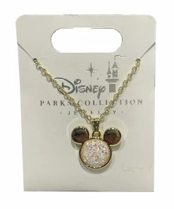 Best Pirce 🎉 Buy 👍 Disney Necklace - Mickey Mouse Icon - White Sparkle Stone 🎁 ✨