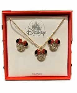 Top 10 ⭐ Best Pirce 😀 Disney Necklace & Earrings Set - Sparkling Minnie With Bow ❤️ 😀